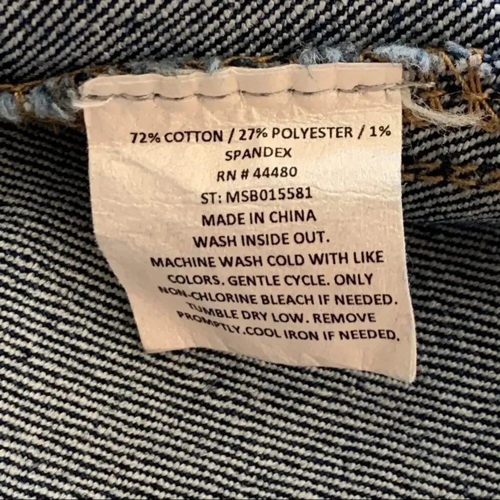 Tinseltown Jean Mini Skirt Blue Silver Button Front Denim Jean Mini Skirt Size 8 - Picture 5 of 7